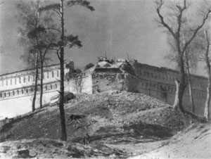 Руины башни Давидов дом Новоиерусалимского монастыря. Фото 1950-х гг.